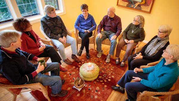 Men and women in a circle